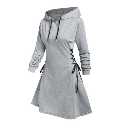 Cozy V-Neck Tie-Waist Hoodie Dress for Women