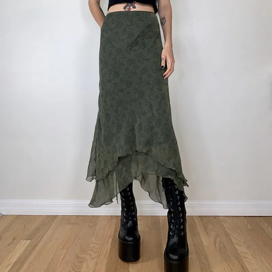 Midi Skirt Summer High Waist