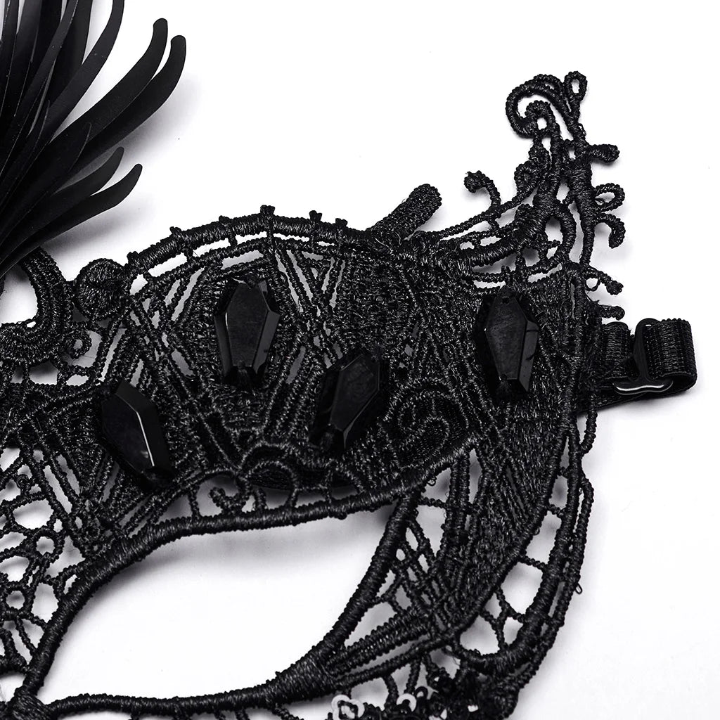 Gothic Fringed Lace Coffin Eye Mask