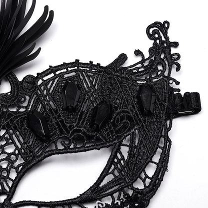Gothic Fringed Lace Coffin Eye Mask