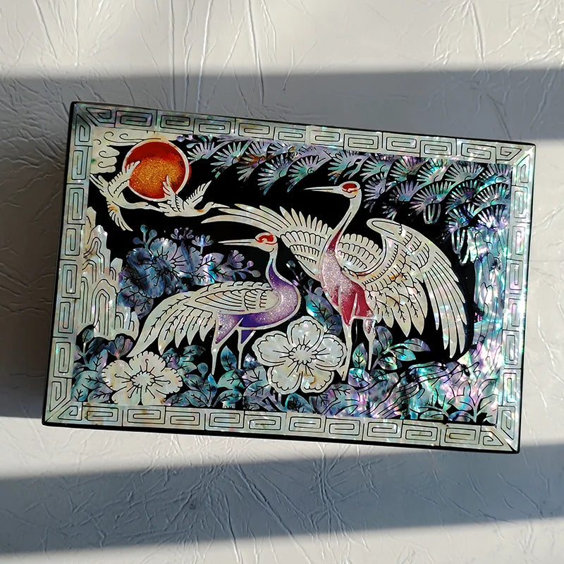 Elegant Pearl Inlay Peony Storage Box