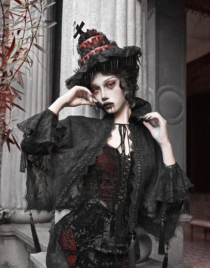Gothic Velvet Slim Fit Lace Fishtail Dress for Women