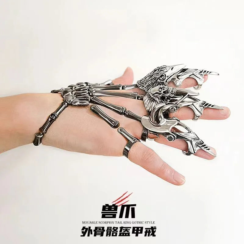 Exoskeleton Armor Ring Retro Beast Claw Bracelet