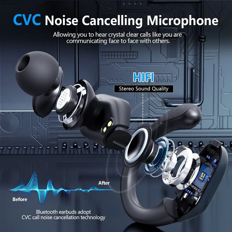 Control Noise Reduction Earhooks Waterproof Headset for Sports