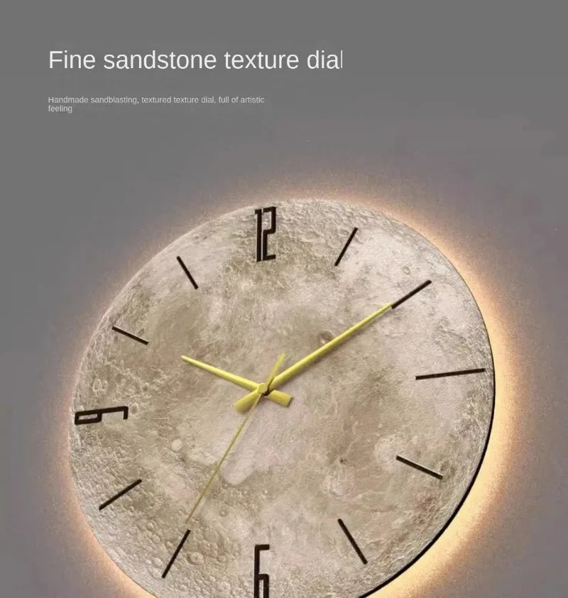 Celestial Sandstone Moon Clock & Light Decor