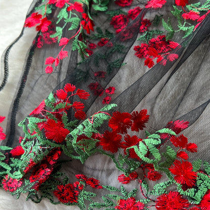 Floral Elegance: Chinese Style Mid-Calf Dress