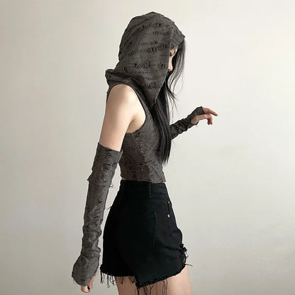 Hooded Sleeveless Grunge