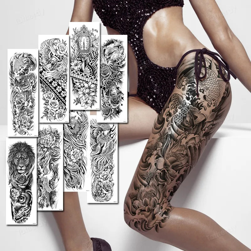 tattoo sticker black thigh leg sexy body art