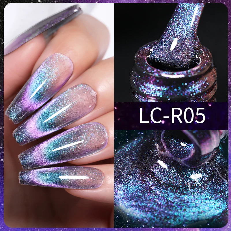 Rainbow Glitter Cat Magnetic Nail Gel Polish