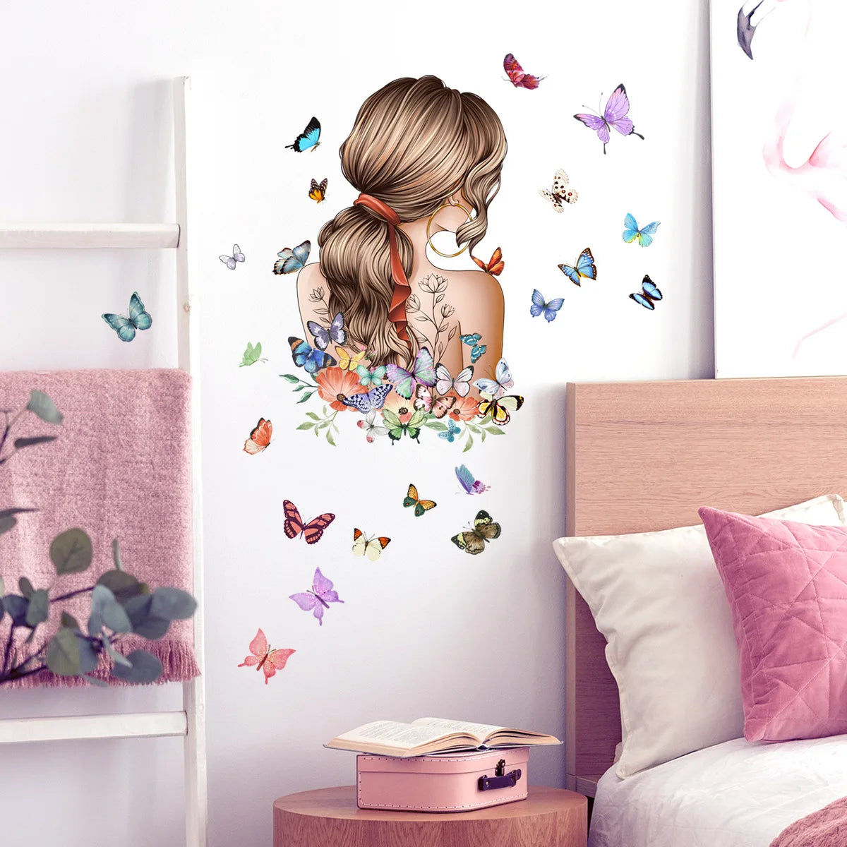 Pretty Girl Butterfly Self-adhesive Vinyl Wall Stickers