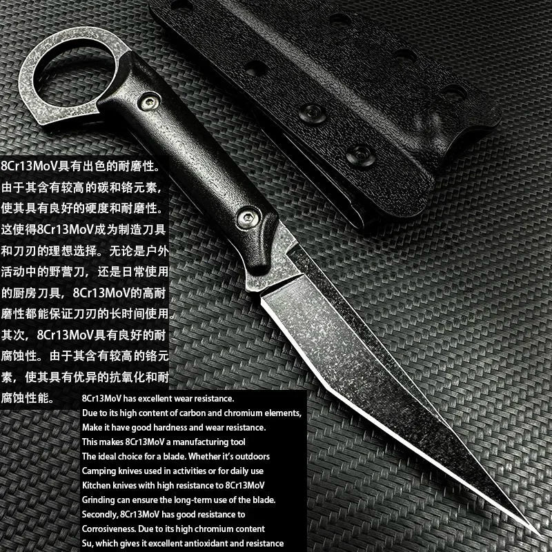 EDC Survival Straight Knife — 8cr13mov Blade + G10 Handle