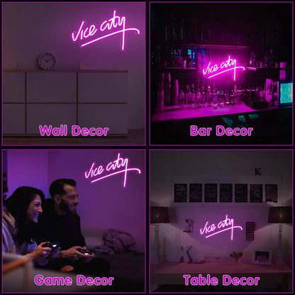 Pink Vice City Neon Sign Led Lights
