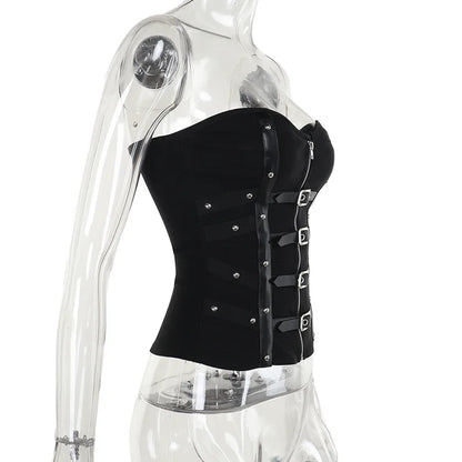 Grunge Gothic Zip Corset Tank Top