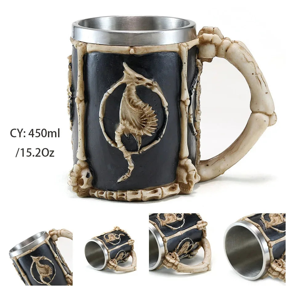 Medieval Dragon Resin Stainless Steel Mug 600ml Retro