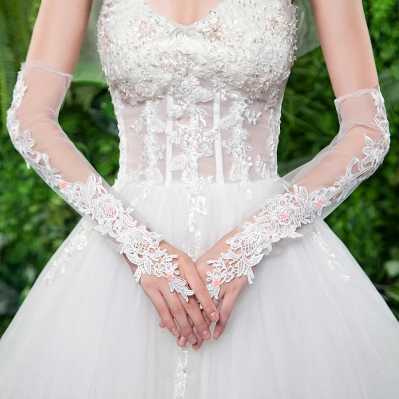 Lace Elbow-Length Fingerless Gloves