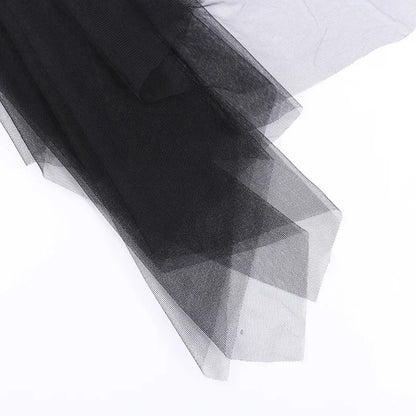 Gothic Mesh High-Waisted Asymmetrical Skirt