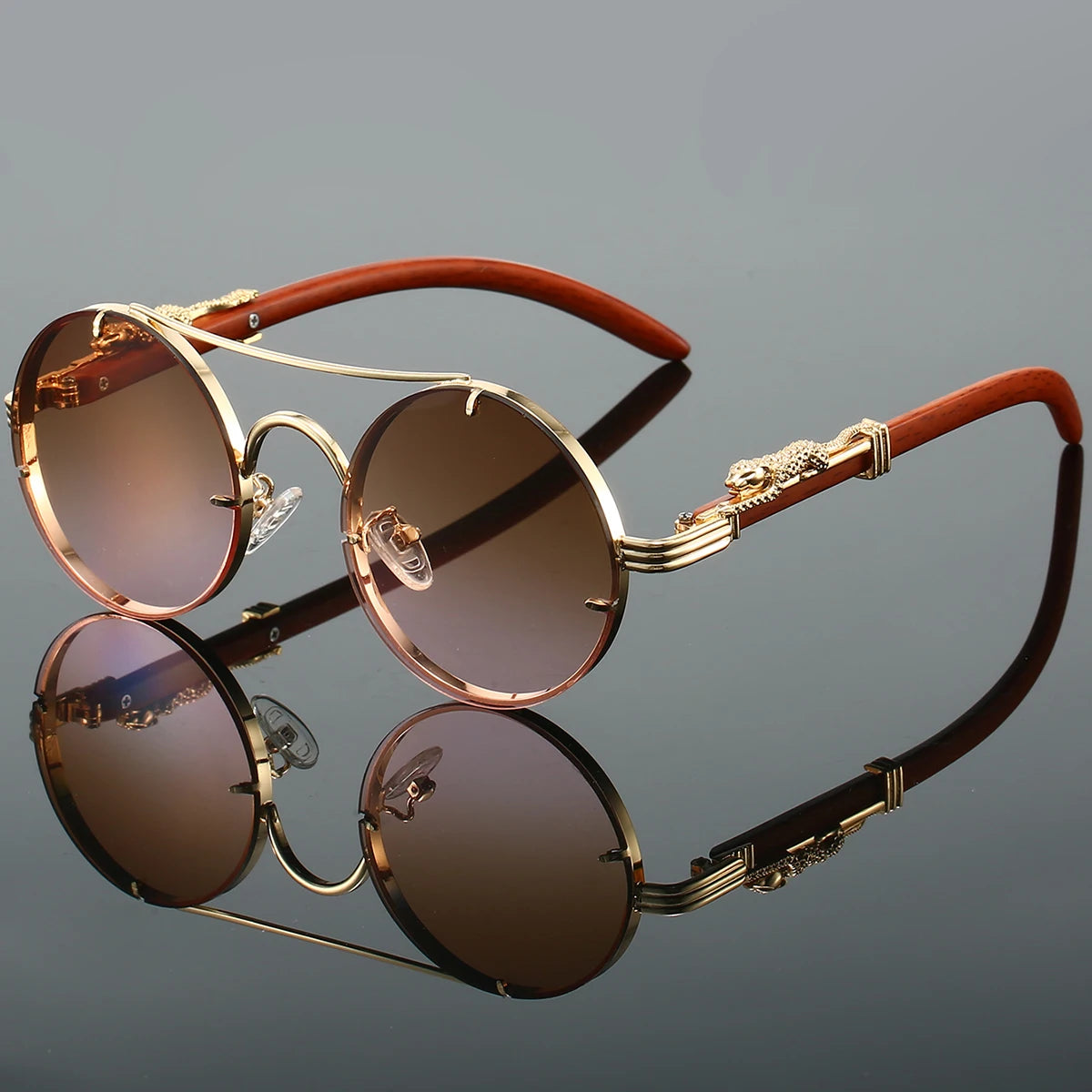Vintage Double Bridge Round Sunglasses