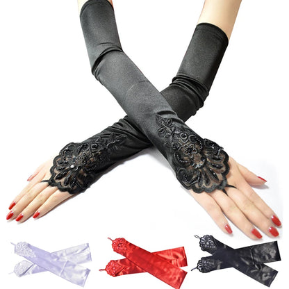 Drive Gloves Women Long Satin