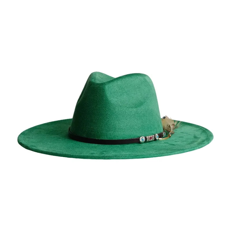 Wide Brim Suede Fedora — 36 Colors