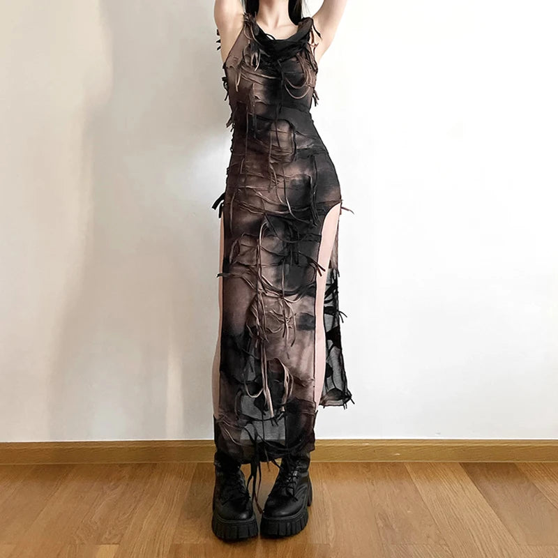 Tie Dye Hooded Grunge Dress