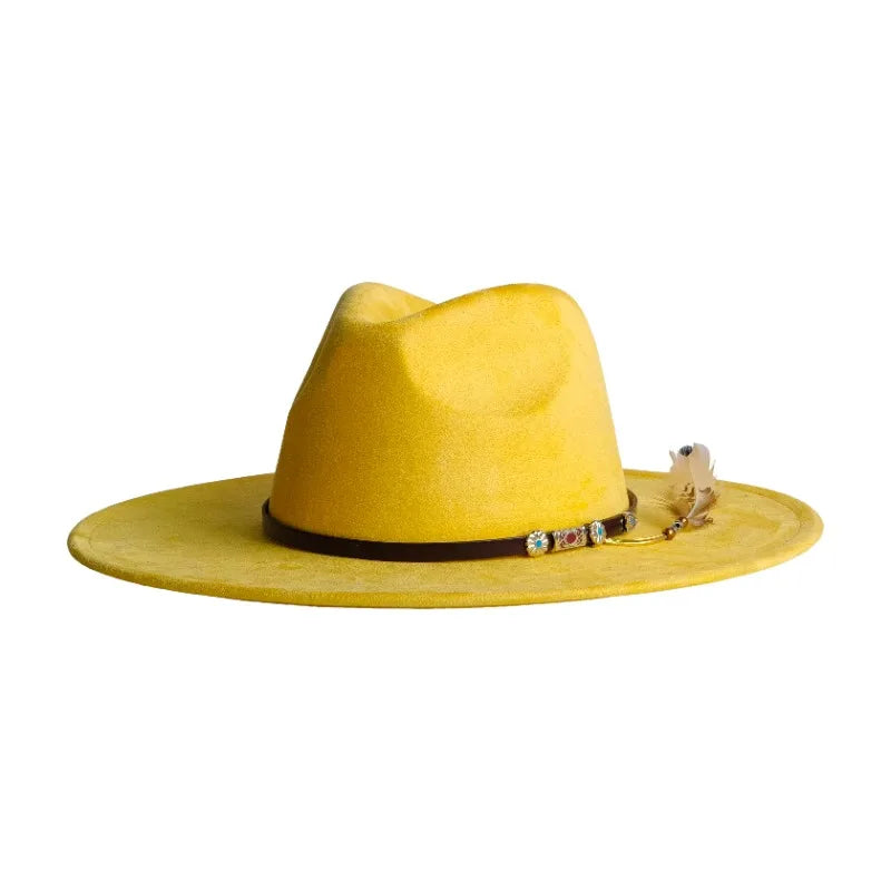 Wide Brim Suede Fedora — 36 Colors