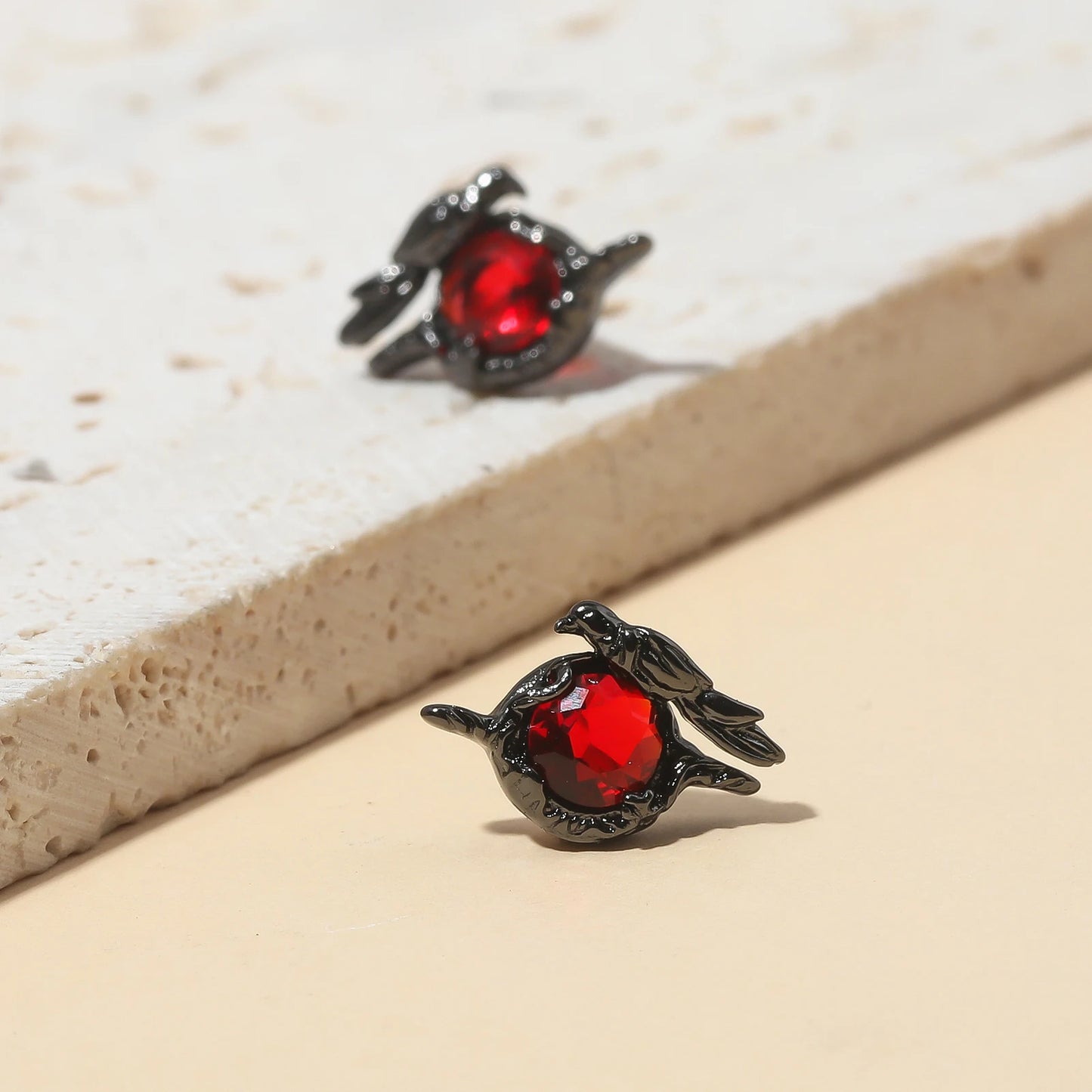 Black Crow Drop Earrings — Gothic Punk Chain
