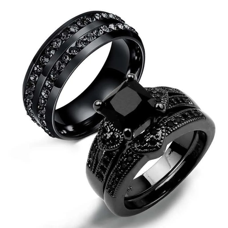 Couple Black Zircon Ring