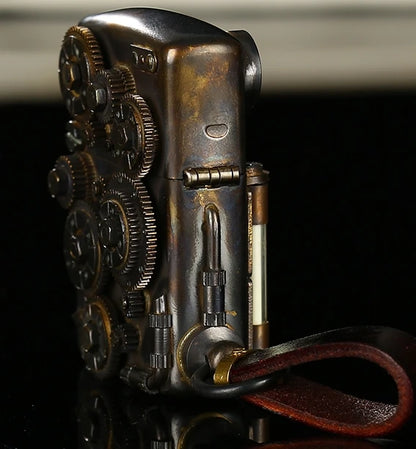 Handmade Welded Gear Steampunk Blackened brass Kerosene Lighter