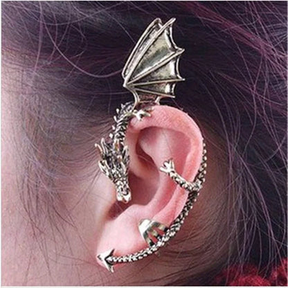 European and American Fashion Complex Gothic Punk Dragon Earrings for Women Non Pierced Ear Cuff Stud Earring Jewelry Gift mujer