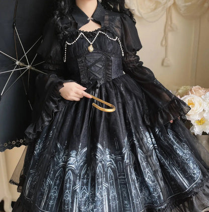 Flare Sleeve JSK Dress with Cape by Godivana