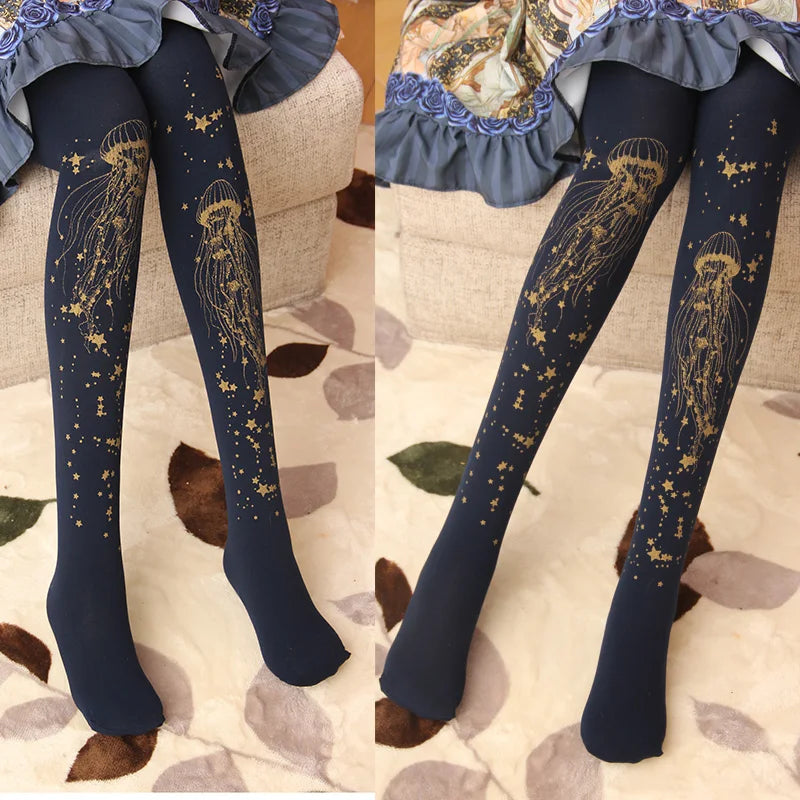 Sweet Jellyfish Printed Lolita Pantyhose