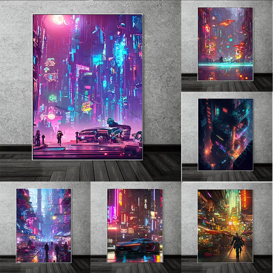 Cyberpunk Tone Landscape Poster