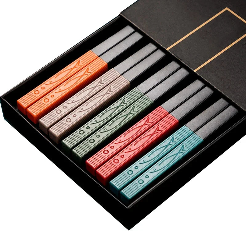 Japanese Non-Slip Chopsticks — 5 Pairs Metal
