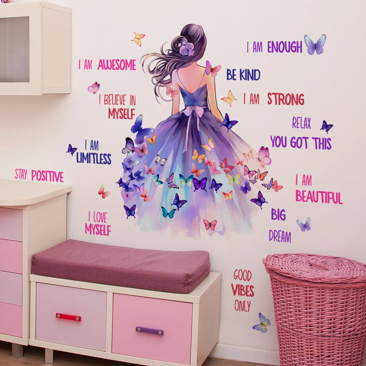 Purple Skirt Princess Wall Stickers for Girls Room