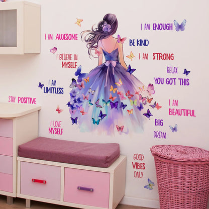 Purple Skirt Princess Wall Stickers for Girls Room