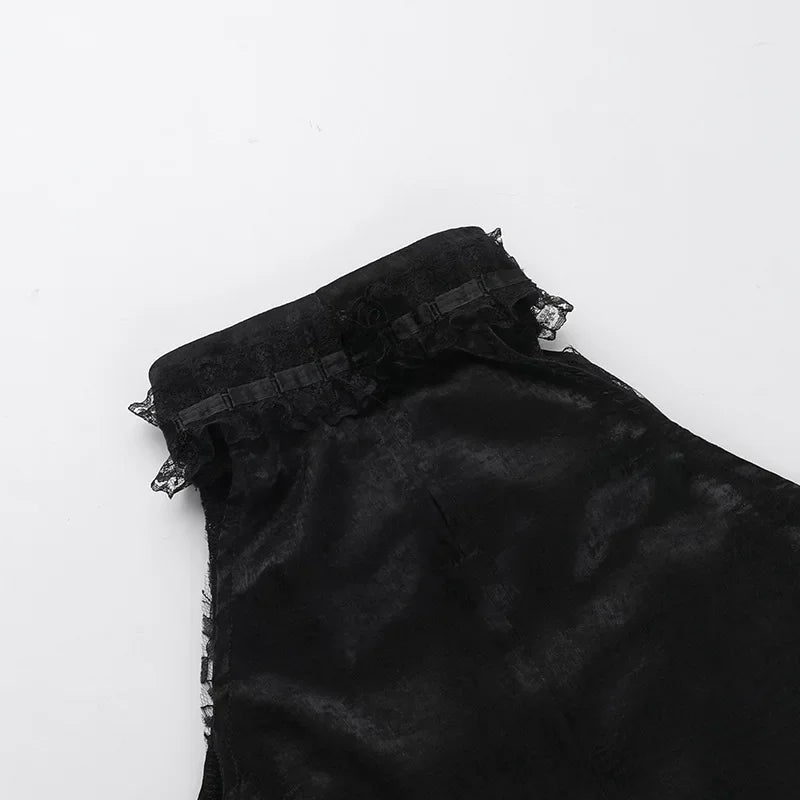 Nostalgic Lace Gothic Crop Tank for Retro Street Style