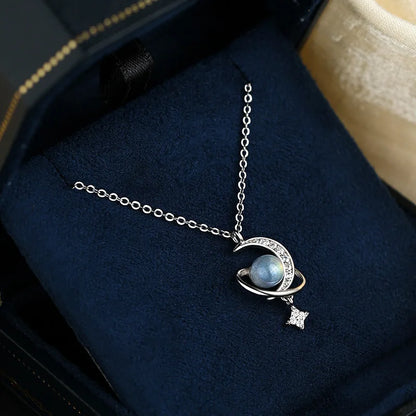 Silver Moonstone Star Choker - Celestial Elegance
