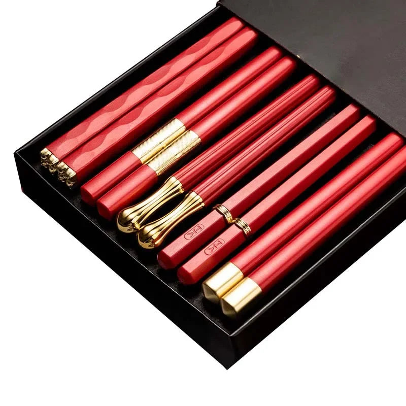 Japanese Non-Slip Chopsticks — 5 Pairs Metal