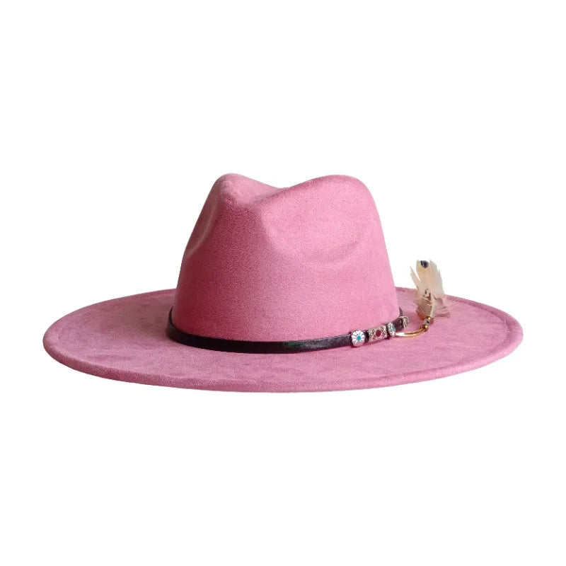 Wide Brim Suede Fedora — 36 Colors