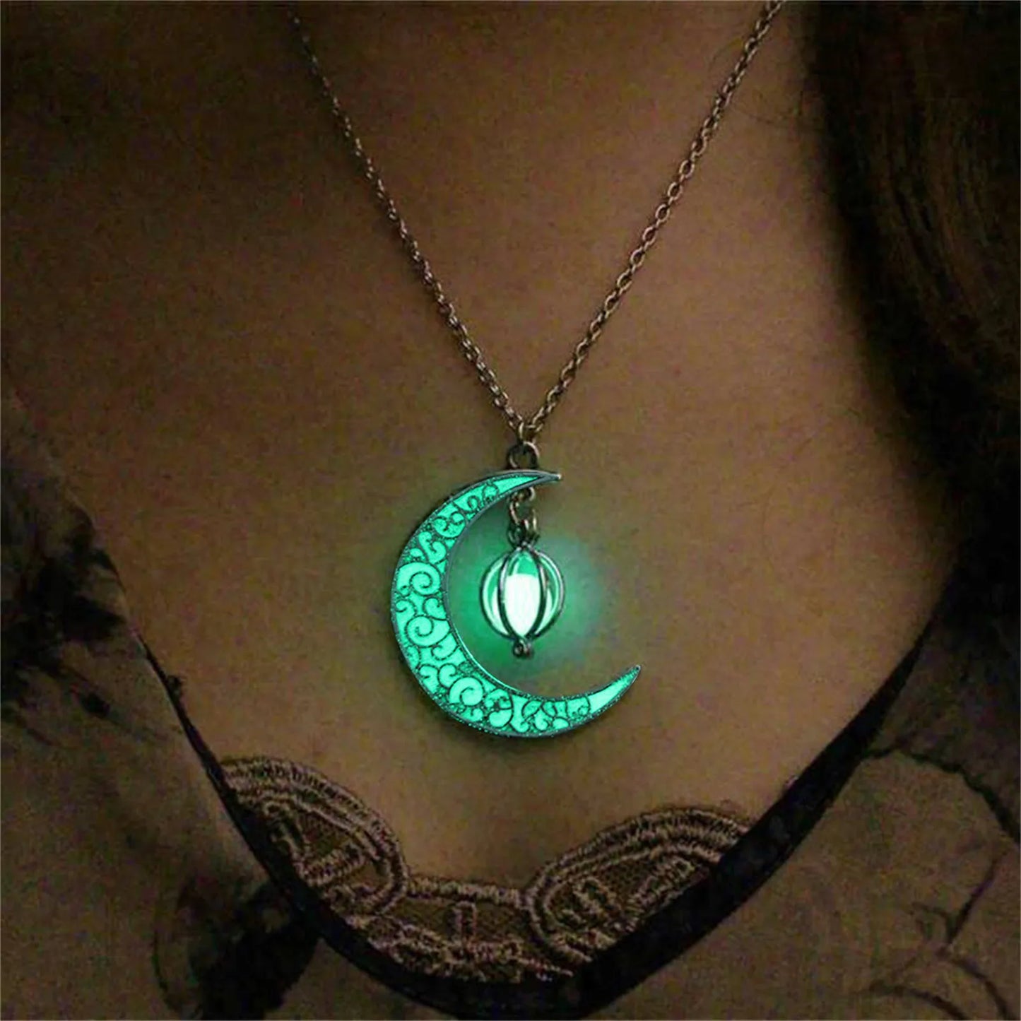 GlowMoon Choker: Luminous Pendant for Teens & Women