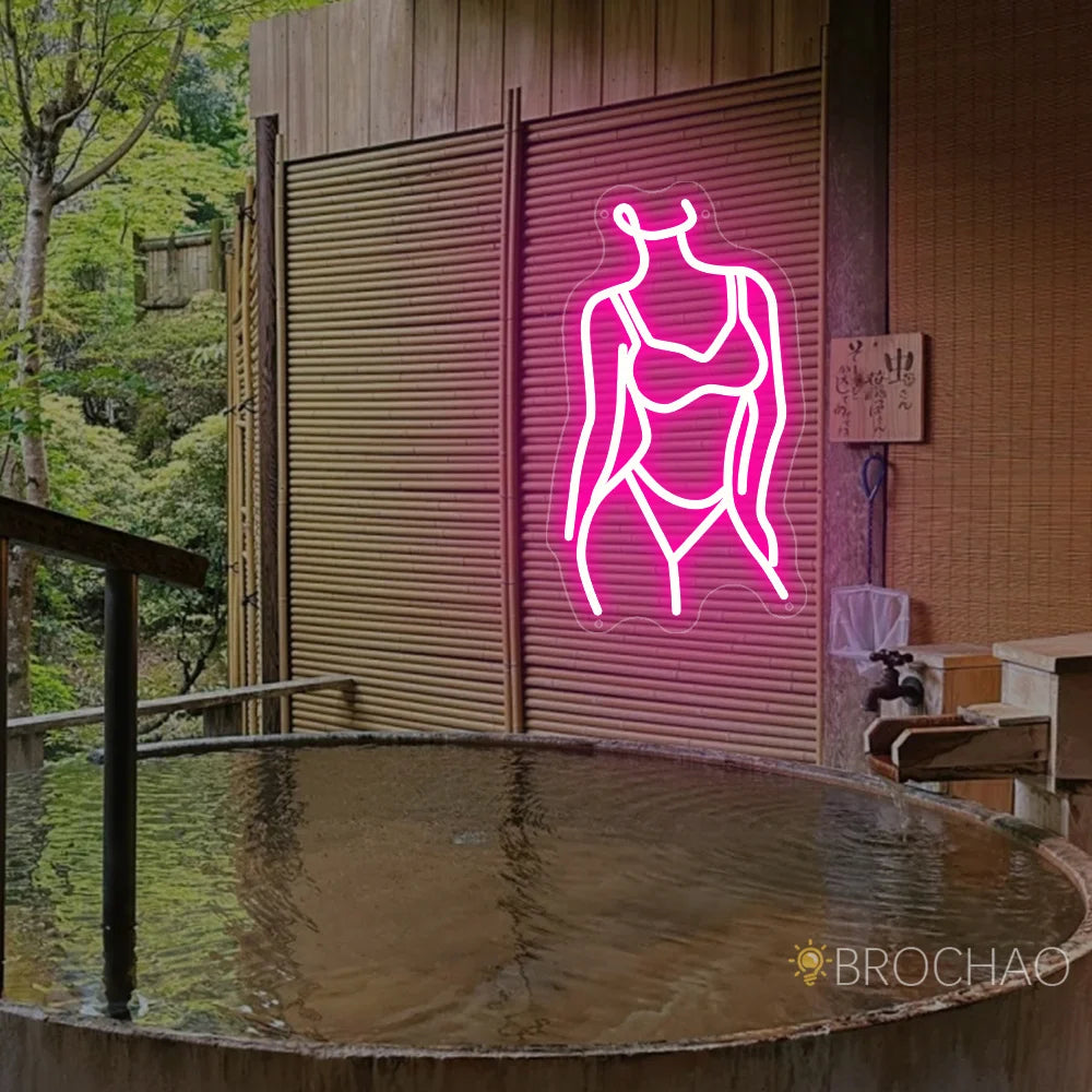 Neon Lights Lady Bathroom Decor