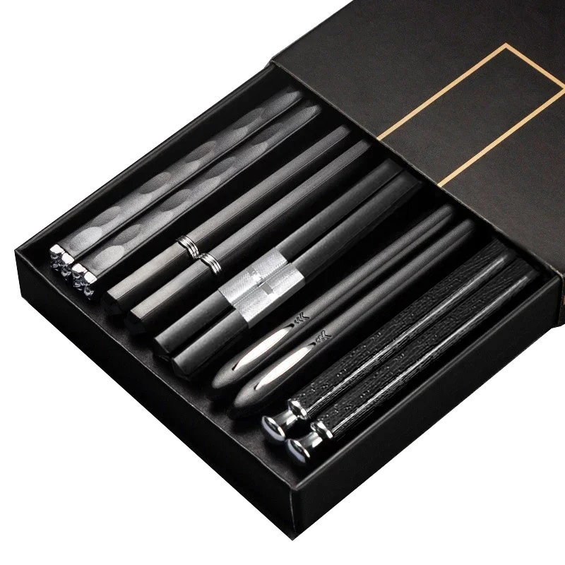 Japanese Non-Slip Chopsticks — 5 Pairs Metal