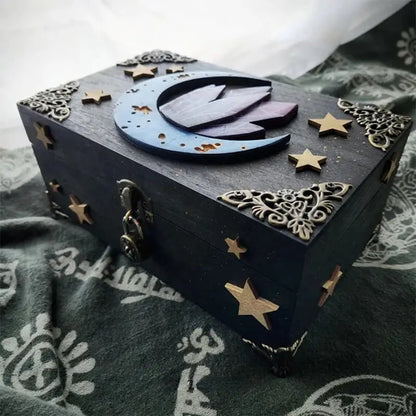 Newest Hidden Key Box Wooden Crafts Ore Moon Gothic-themed Delicate Jewelry Storage Box For Rings Necklaces Christmas Gifts Box