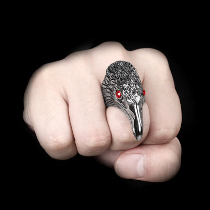 Stainless Steel Man Men Rings Crow