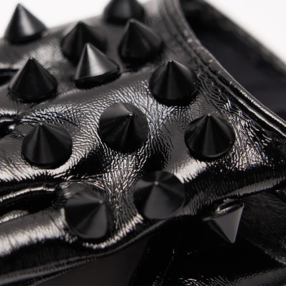 PUNK RAVE Rivet Half-Palm Leather Gloves for Women