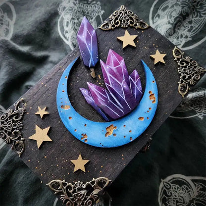 Newest Hidden Key Box Wooden Crafts Ore Moon Gothic-themed Delicate Jewelry Storage Box For Rings Necklaces Christmas Gifts Box