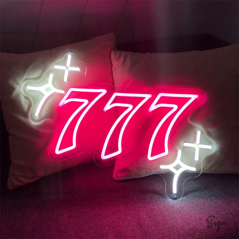 777 Video Gaming red  Sign Glass Neon Light