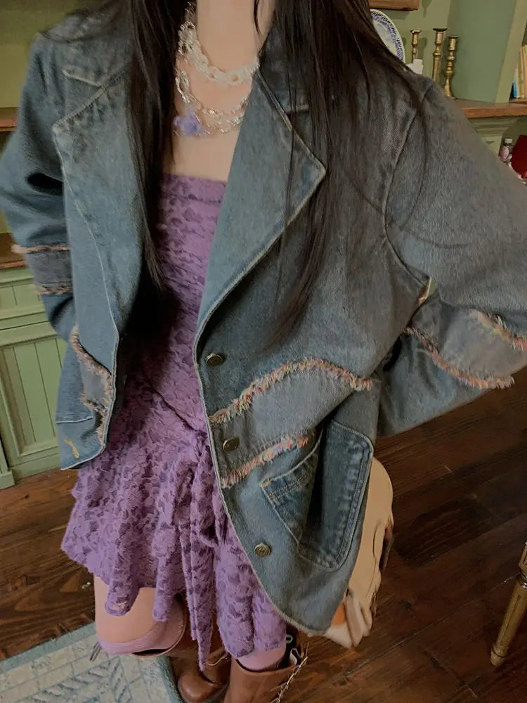 Lace-Inspired Slim-Waist Y2K Tunic Dress