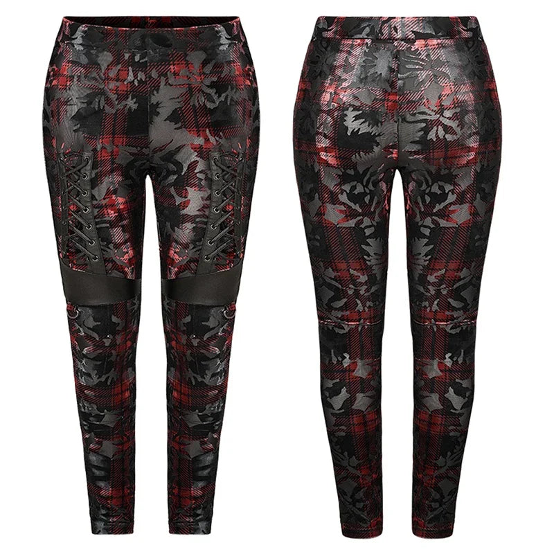 Leggings Gothic Splicing Imitation Leather Skinny Long Pants