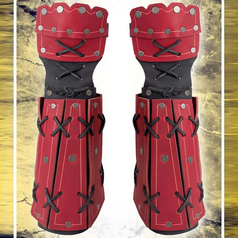 Medieval Knight Armor Bracer & Gauntlet Gloves — PU Leather Cosplay